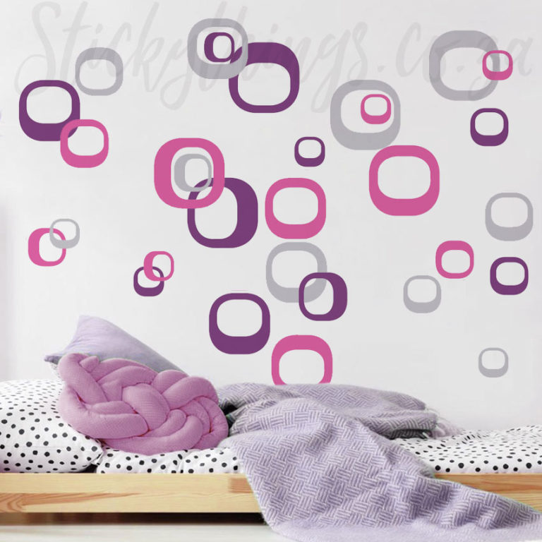 Modern Ovals Wall Decals on a wall in a girls room
