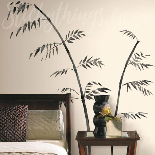 Peel and Stick Bamboo Wall Decals on a bedroom wall in a bedroom