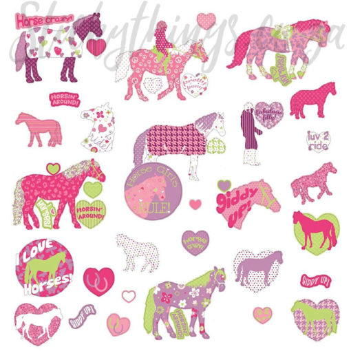 Peel and Stick Girls Horse Wall Stickers on a sheet