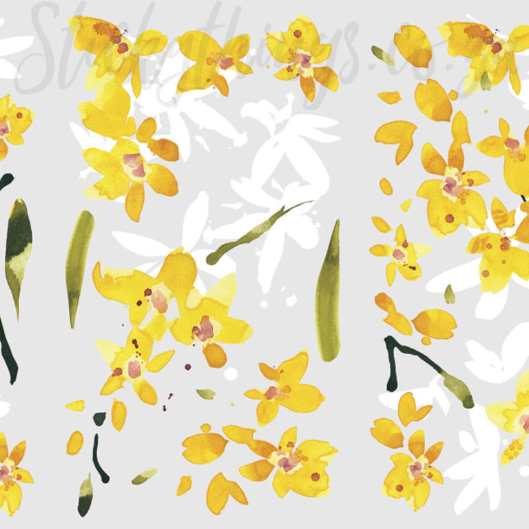 A close up of Peel and Stick Yellow Floral Watercolour Daffodils Decal