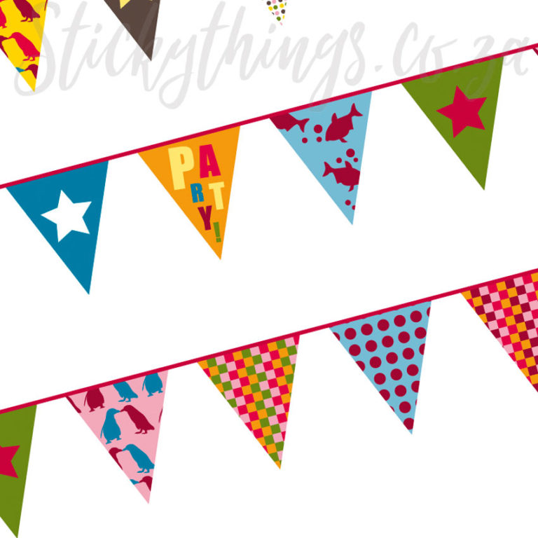 A close up of Re-usable Party Bunting Decor Stickers