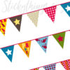 A close up of Roommates Bunting Flag Stickers