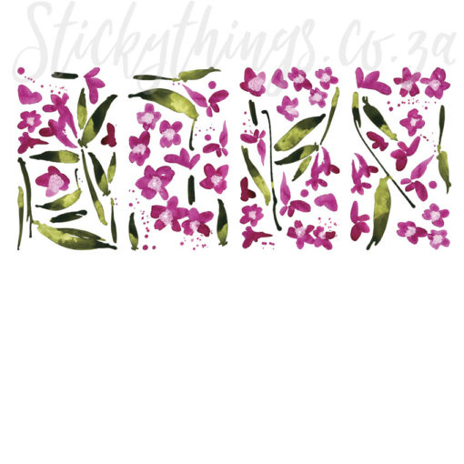 4 sheets of Peel and Stick Pink Floral Decal