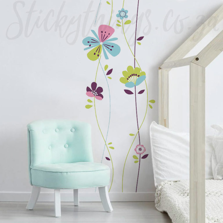 Sugar Blossom Flowers Wall Decal on a wall in a girls bedroom