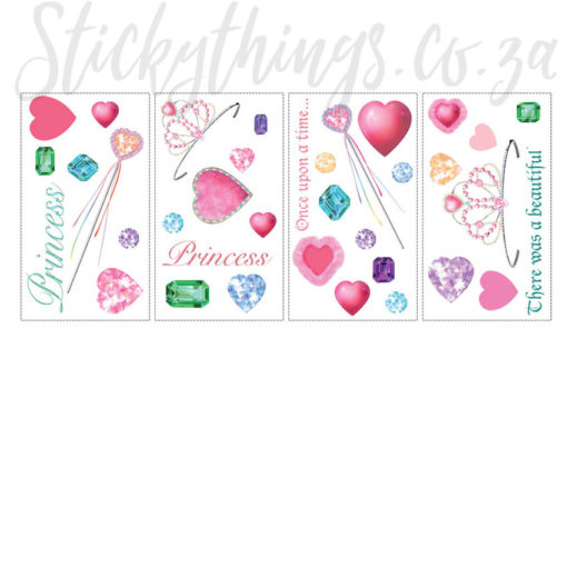 4 sheets of Peel and Stick Princess Wall Stickers