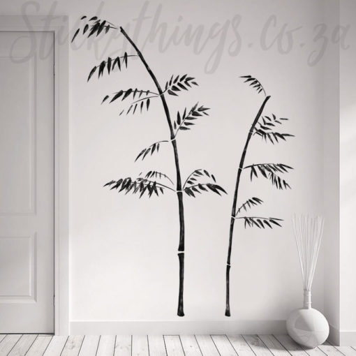 Watercolour Bamboo Wall Decals on a white wall in a Spa