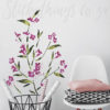 Watercolour Fuschia Flowers Decal on a light coloured wall