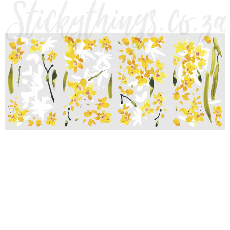 4 sheets of Yellow Daffodil Flowers Wall Decals