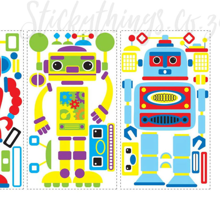 Build Your Own Robot Wall Stickers on sheets