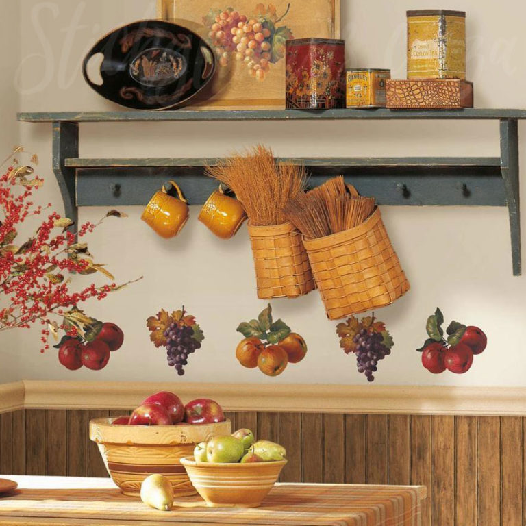Peel and Stick Fruit Wall Art on a kitchen wall