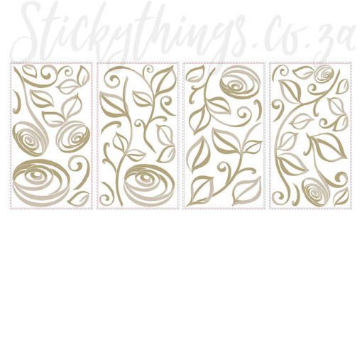 Four sheets of Matt Gold Roses Wall Stickers