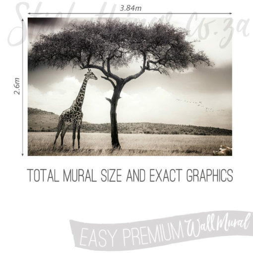 Size and Graphics of Giraffe Safari Wall Mural