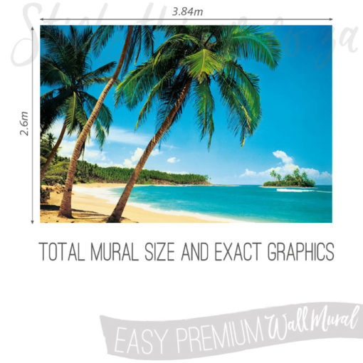 Size and Graphics of Tropical Island Wall Mural