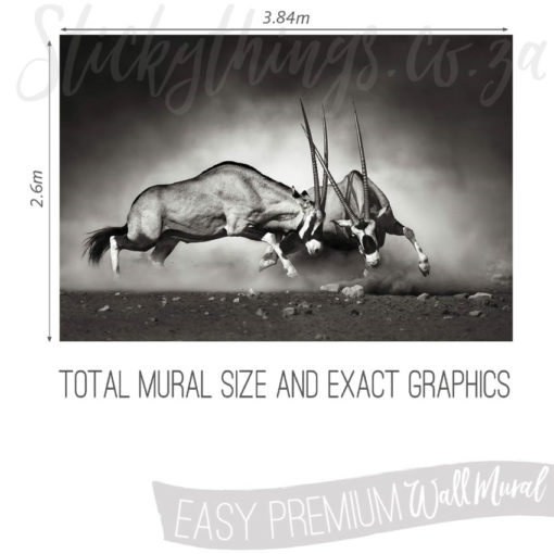 Size and Graphics of Monochrome The Duel Wall Mural