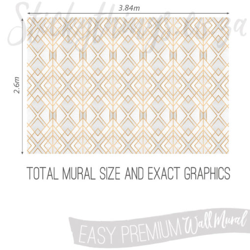 Size and Graphics of Faux Gold and Marble Wallpaper Mural