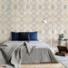 Golden Geometry Wall Mural on a bedroom wall