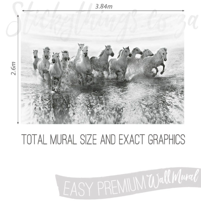 Size and Graphics of Running Horses Wall Mural