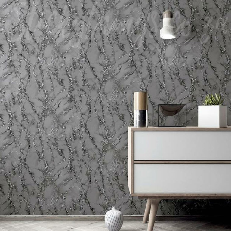 Charcoal Marble Wallpaper on a wall