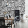 Antigua Grey Wallpaper on a dining room wall