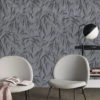 Charcoal Bamboo Leaf Wallpaper on a wall
