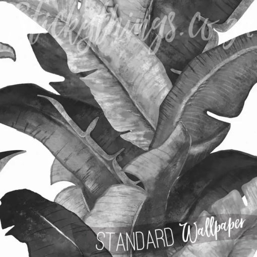 Grey Tropical Plantation Wallpaper - Oversized Banana Leaf Wallpaper