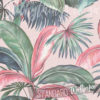 A close up of Pink and Green Tropical Leaf Wallpaper