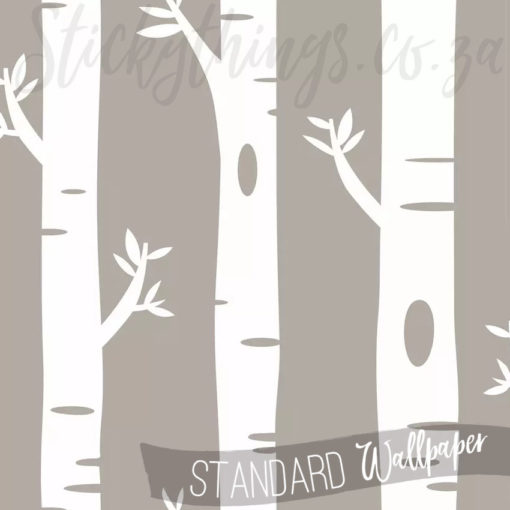 A close up of White Birch Trees on Brown Wallpaper