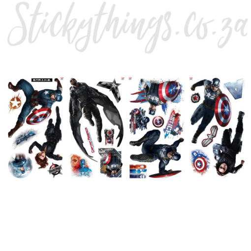 4 sheets of Captain America Peel and Stick Decals