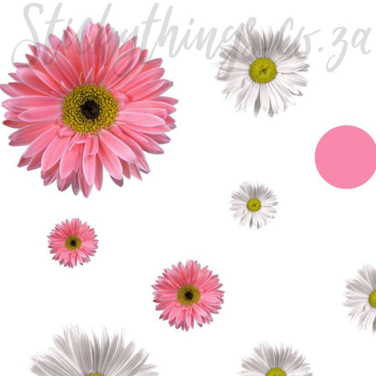 A close up of Girls Gerber and Daisy Wall Decals
