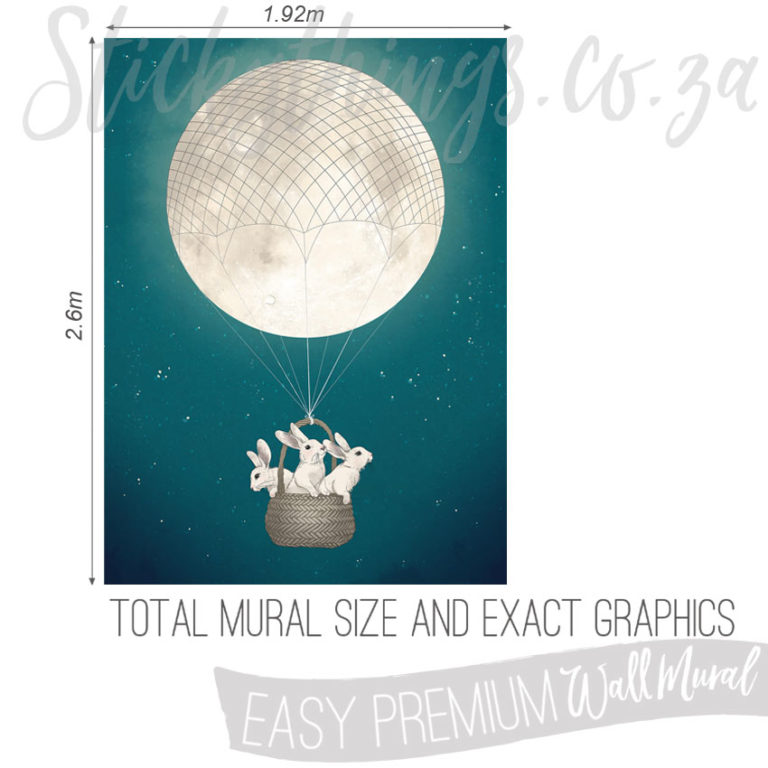 Size and Graphics of Small Rabbit Moon Balloon Wallpaper Mural