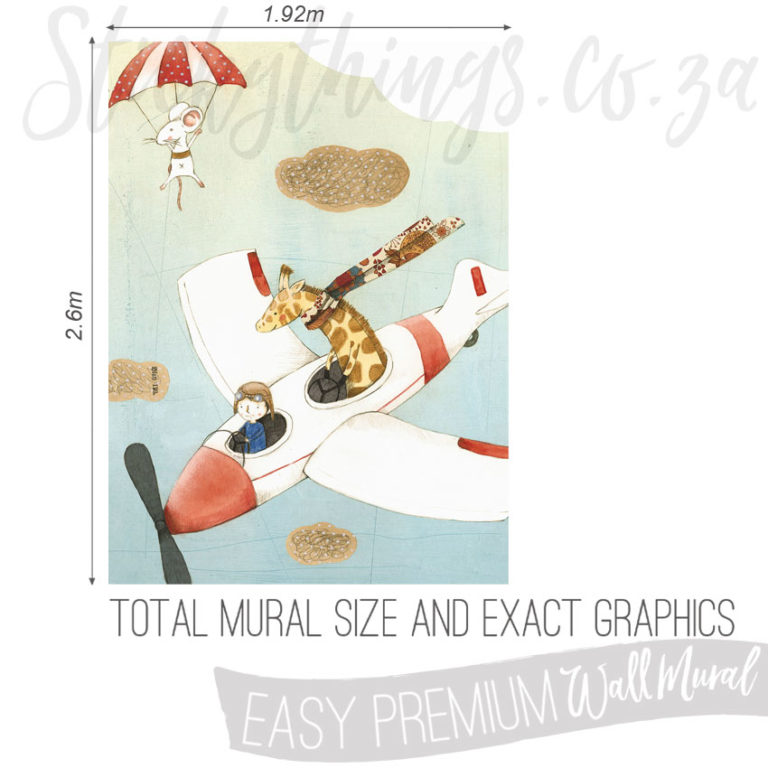 Size and Exact Graphics of Small Vintage Plane Wallpaper Mural