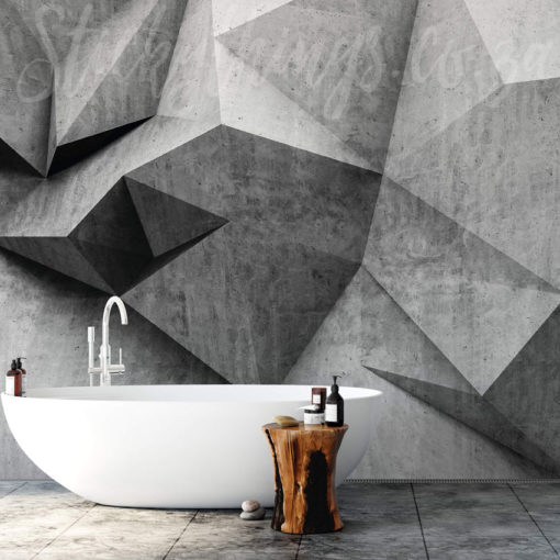 3D Concrete Wall Mural on a bathroom wall