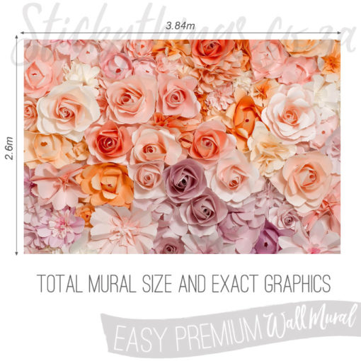 Size and Exact Graphics of 3D Paper Flowers Wallpaper Mural