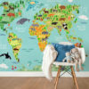 Children's World Map Mural on a wall