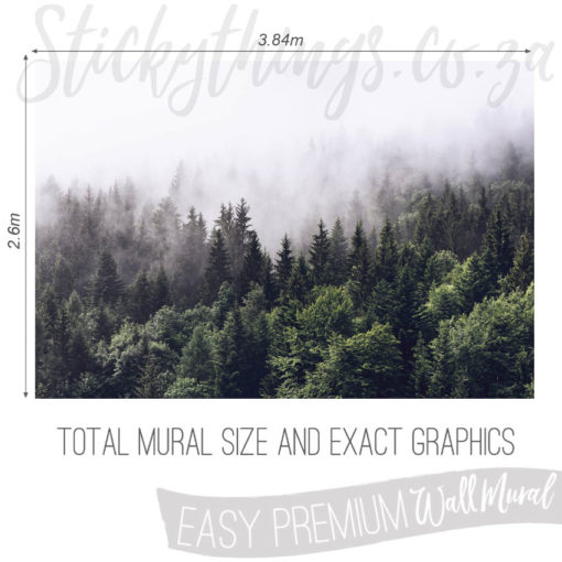 Size and Exact Graphics of Foggy Trees Wallpaper Mural