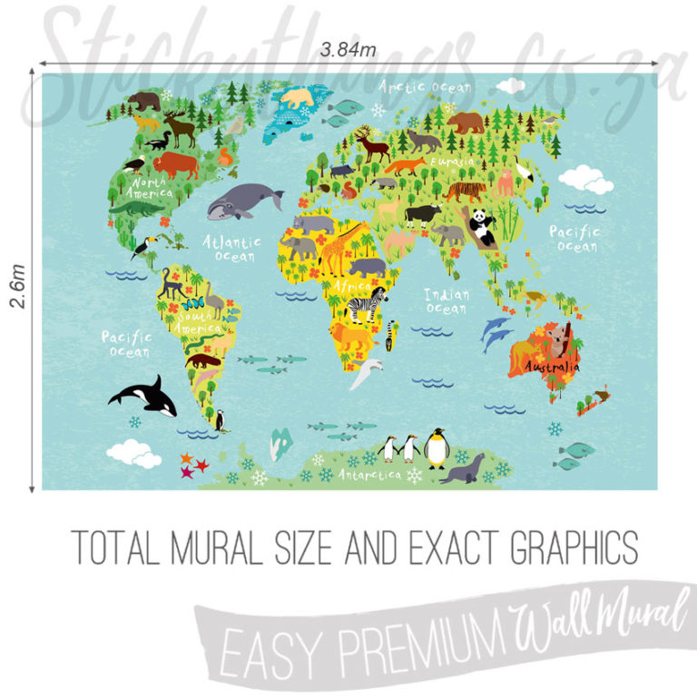 Size and Exact Graphics of Fun Kids Map Wallpaper Mural