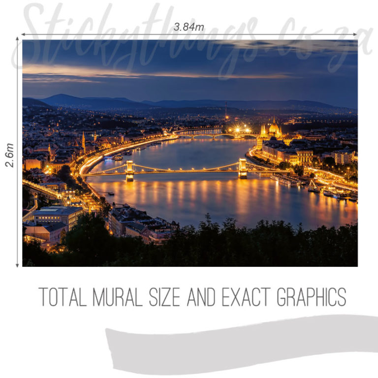 Size and Exact Graphics of Hungary Skyline Wallpaper Mural