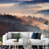Misty Mountains Wall Mural on a living room wall
