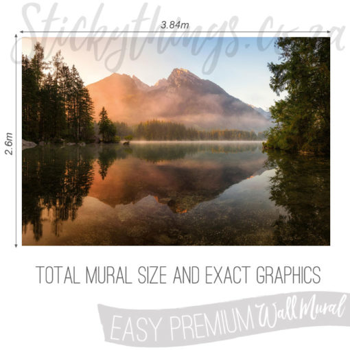 Size and Exact Graphics of Mountain Lake Wallpaper Mural