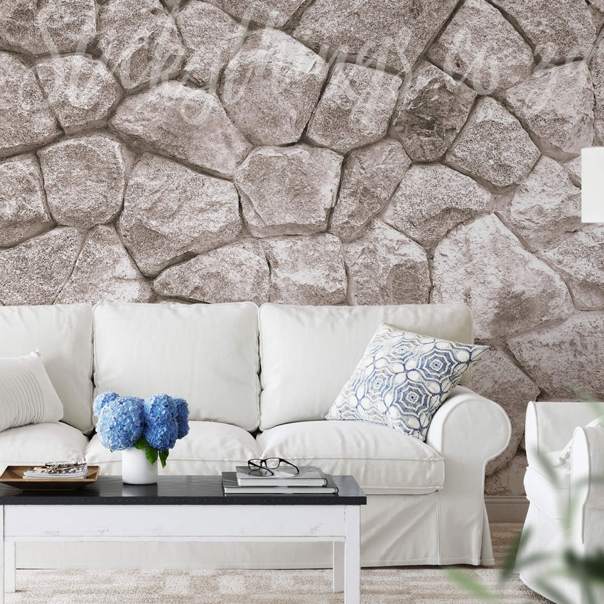Organic Rock Wall Mural - 3D Giant Stones Wallpaper Mural.