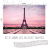 Size and Exact Graphics of Sunset Eiffel Tower Wallpaper Mural