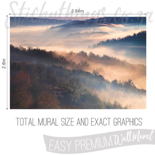 Size and Exact Graphics of Warm Sunset Mountain Wall Mural