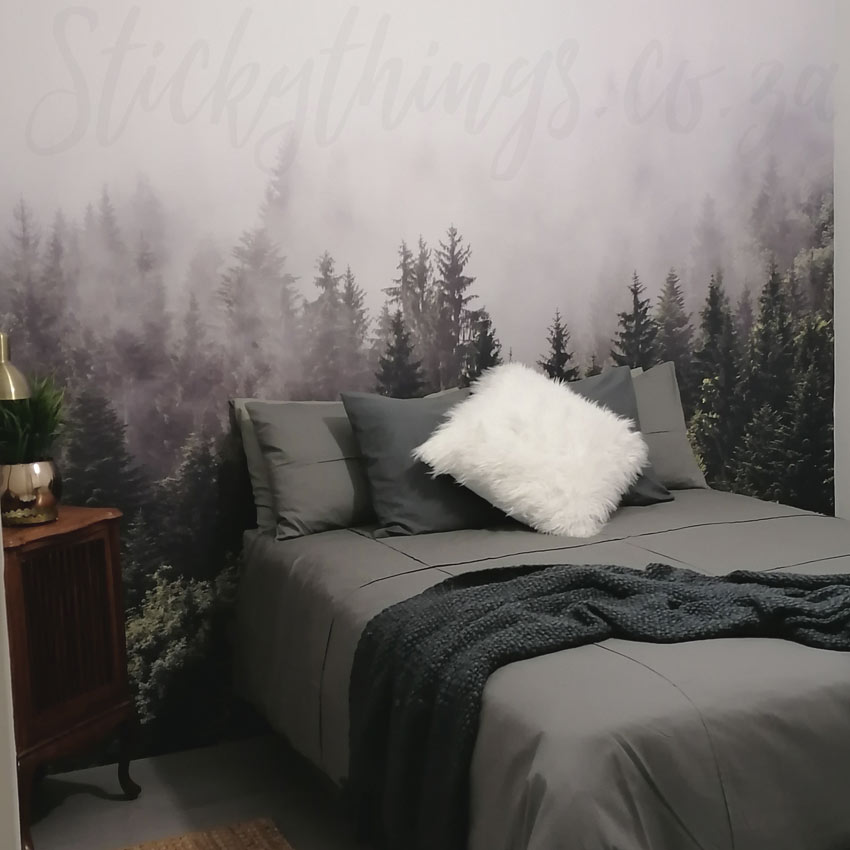 Misty Forest Wall Mural - Foggy Trees Wallpaper Mural.
