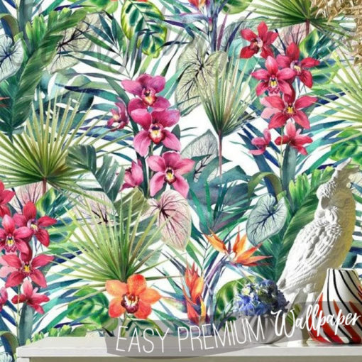 Colourful Tropical Wallpaper on a wall