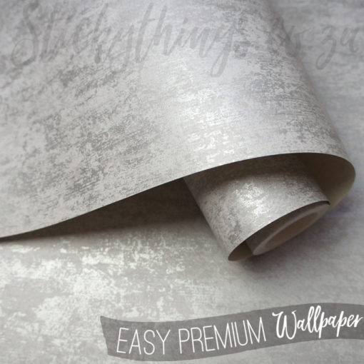Roll of Distressed Silver and Grey Wallpaper