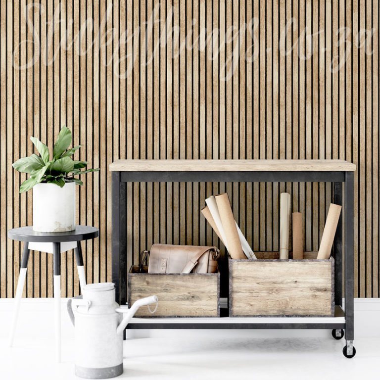 Realistic Wood Slats Wallpaper on a wall