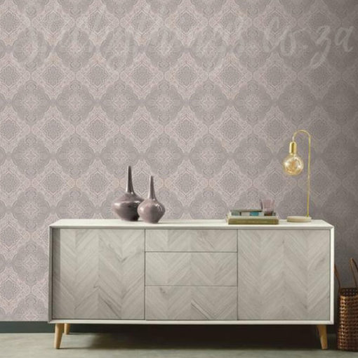 Rose Gold Medallion Wallpaper on a wall