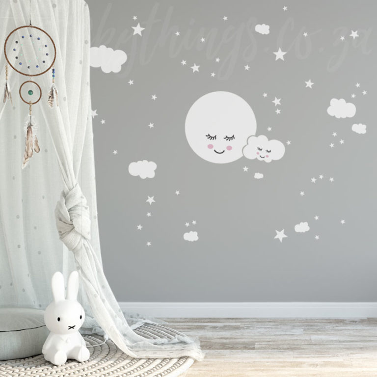 Happy Moon Wall Sticker in a Playroom