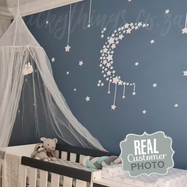 Stars and Moon Name Wall Decal on a wall