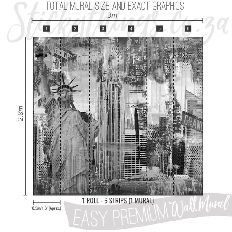 Size and Exact Graphics of Abstract Monochrome NYC Wall Mural